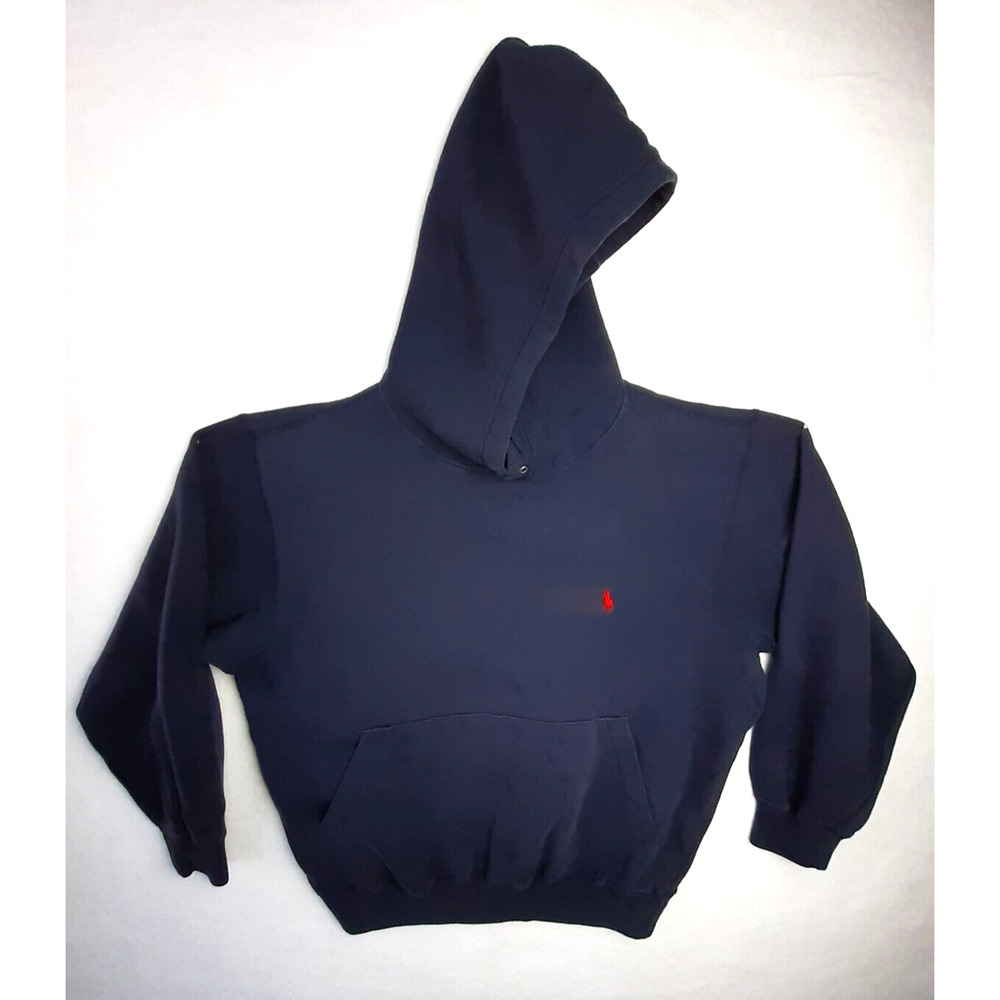 POLO RALPH LAUREN Vintage Sweatshirt Hoodie Navy Unisex Cotton Blend Size 90/L